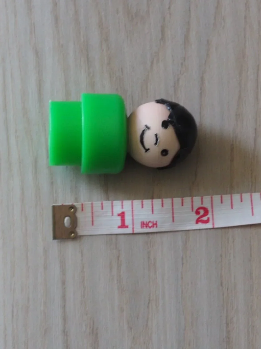 Vintage Fisher Price Little People Boy Green Body Black Hair Figure Toy 2 In
